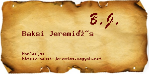 Baksi Jeremiás névjegykártya